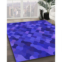 Patterned Bright Blue Rug, pat1520pur