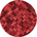 Square Patterned Red Rug, pat1520rd