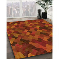 Patterned Orange Red Orange Rug, pat1520yw