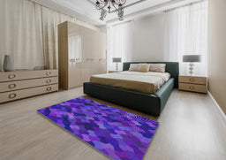 Patterned Purple Modern Rug in a Bedroom, pat1520
