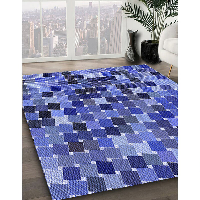 Machine Washable Transitional Sky Blue Rug in a Family Room, wshpat1521blu