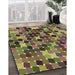 Machine Washable Transitional Dark Brown Rug in a Family Room, wshpat1521brn