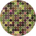 Square Patterned Dark Brown Rug, pat1521brn