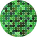 Square Patterned Deep Emerald Green Rug, pat1521grn