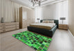 Patterned Deep Emerald Green Rug in a Bedroom, pat1521grn