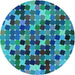 Square Patterned Dark Turquoise Green Rug, pat1521lblu