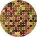 Square Patterned Saffron Red Rug, pat1521org