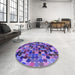 Round Patterned Amethyst Purple Rug in a Office, pat1521pur