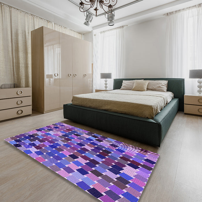 Patterned Amethyst Purple Rug in a Bedroom, pat1521pur
