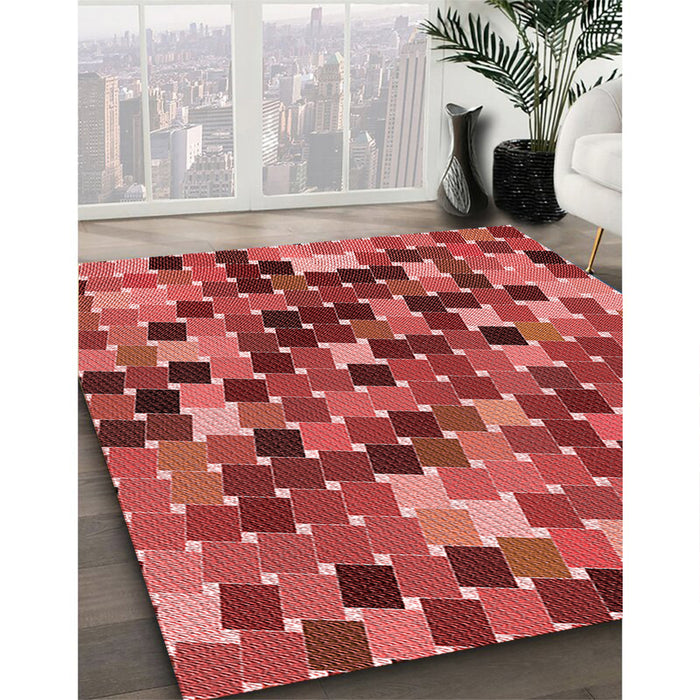 Machine Washable Transitional Red Rug in a Family Room, wshpat1521rd