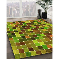 Patterned Pistachio Green Rug, pat1521yw