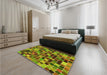 Patterned Pistachio Green Rug in a Bedroom, pat1521yw