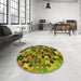 Round Patterned Pistachio Green Rug in a Office, pat1521yw