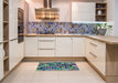 Machine Washable Transitional Blue Rug in a Kitchen, wshpat1521