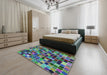 Machine Washable Transitional Blue Rug in a Bedroom, wshpat1521