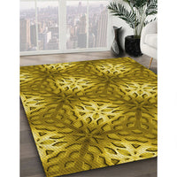 Patterned Dark Bronze Brown Rug, pat1522yw