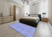 Patterned Light Slate Blue Rug in a Bedroom, pat1523blu