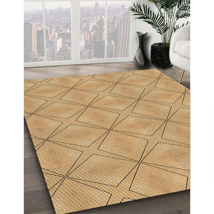Patterned Orange Rug in Family Room, pat1523brn