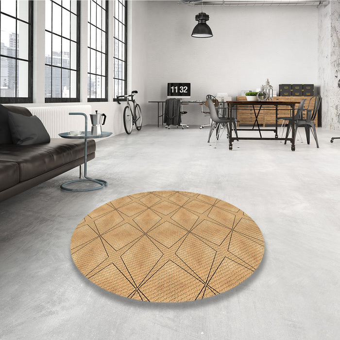 Round Patterned Orange Rug in a Office, pat1523brn
