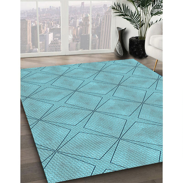 Patterned Blue Ivy Blue Rug in Family Room, pat1523lblu