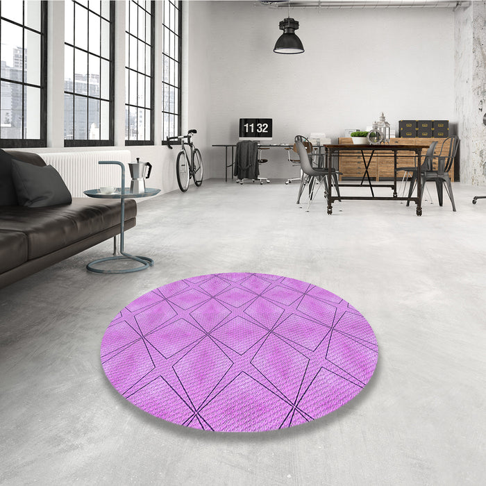Round Patterned Violet Purple Rug in a Office, pat1523pur