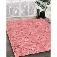 Patterned Light Coral Pink Rug, pat1523rd