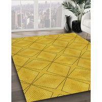 Patterned Gold Yellow Rug, pat1523yw