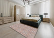 Machine Washable Transitional Dark Almond Brown Rug in a Bedroom, wshpat1523