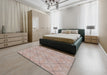 Patterned Dark Almond Brown Novelty Rug in a Bedroom, pat1523