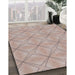 Patterned Dark Almond Brown Novelty Rug in Family Room, pat1523