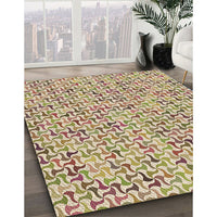 Patterned Khaki Gold Rug, pat1524brn