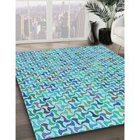 Patterned Blue Ivy Blue Rug, pat1524lblu