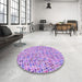 Round Patterned Blossom Pink Rug in a Office, pat1524pur