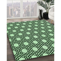 Patterned Dark Forest Green Rug, pat1525grn