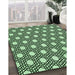 Patterned Dark Forest Green Rug in Family Room, pat1525grn