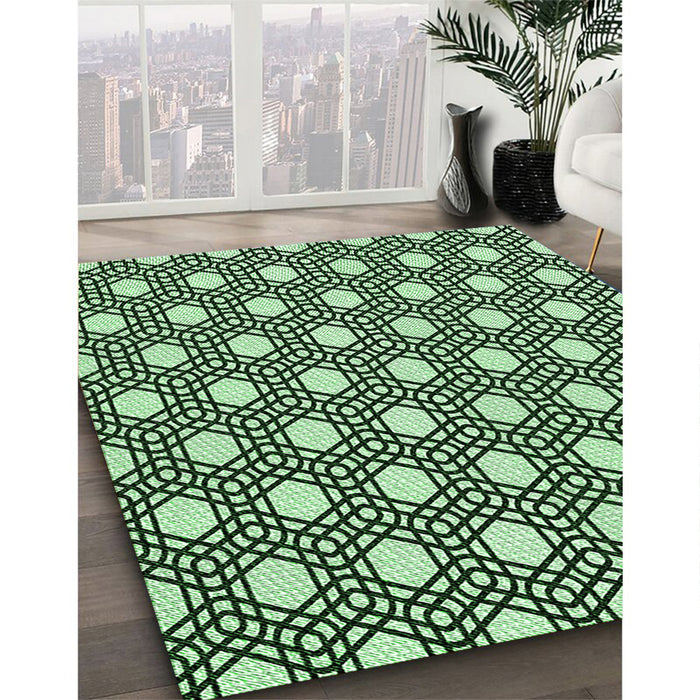 Machine Washable Transitional Dark Forest Green Rug in a Family Room, wshpat1525grn