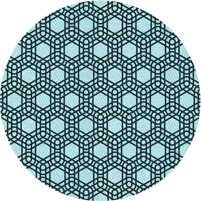 Round Patterned Blue Rug, pat1525lblu