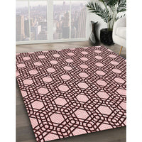 Patterned Deep Rose Pink Rug, pat1525rd