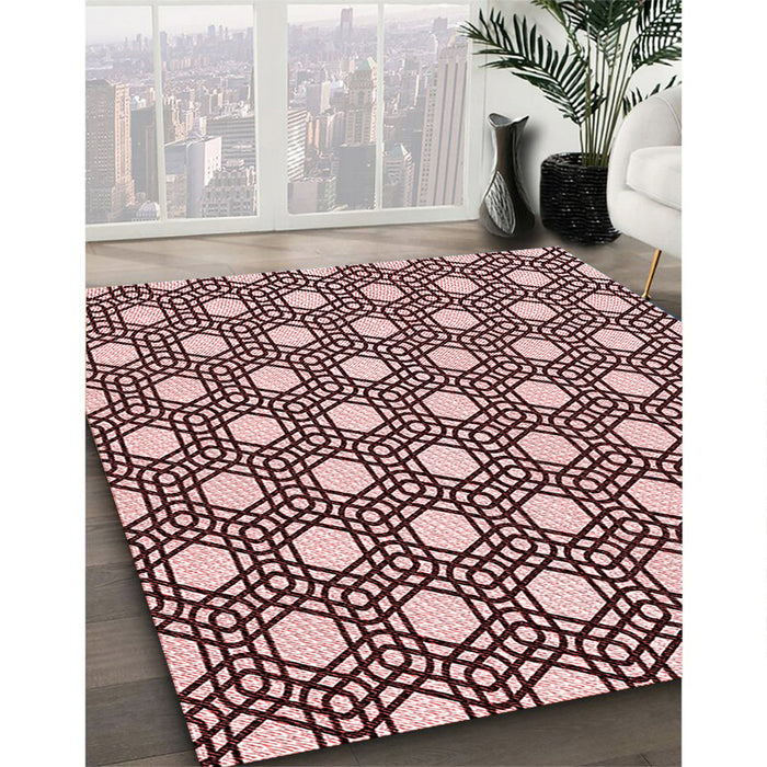 Machine Washable Transitional Deep Rose Pink Rug in a Family Room, wshpat1525rd
