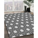 Patterned Charcoal Black Novelty Rug in Family Room, pat1525