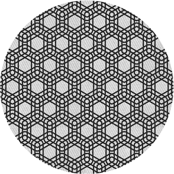 Sideview of Patterned Charcoal Black Novelty Rug, pat1525