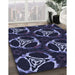Patterned Night Blue Rug in Family Room, pat1526blu