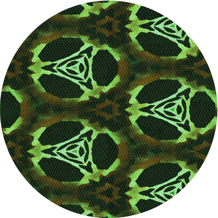Square Patterned Dark Lime Green Rug, pat1526grn