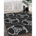 Patterned Midnight Gray Rug in Family Room, pat1526gry