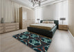 Patterned Aquamarine Stone Green Rug in a Bedroom, pat1526lblu