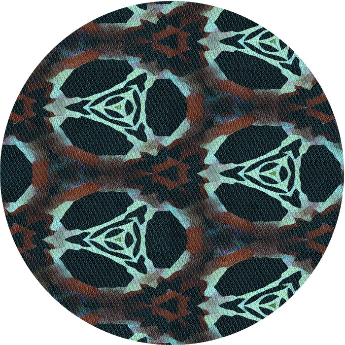 Square Patterned Aquamarine Stone Green Rug, pat1526lblu