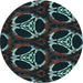 Square Patterned Aquamarine Stone Green Rug, pat1526lblu