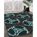 Machine Washable Transitional Aquamarine Stone Green Rug in a Family Room, wshpat1526lblu