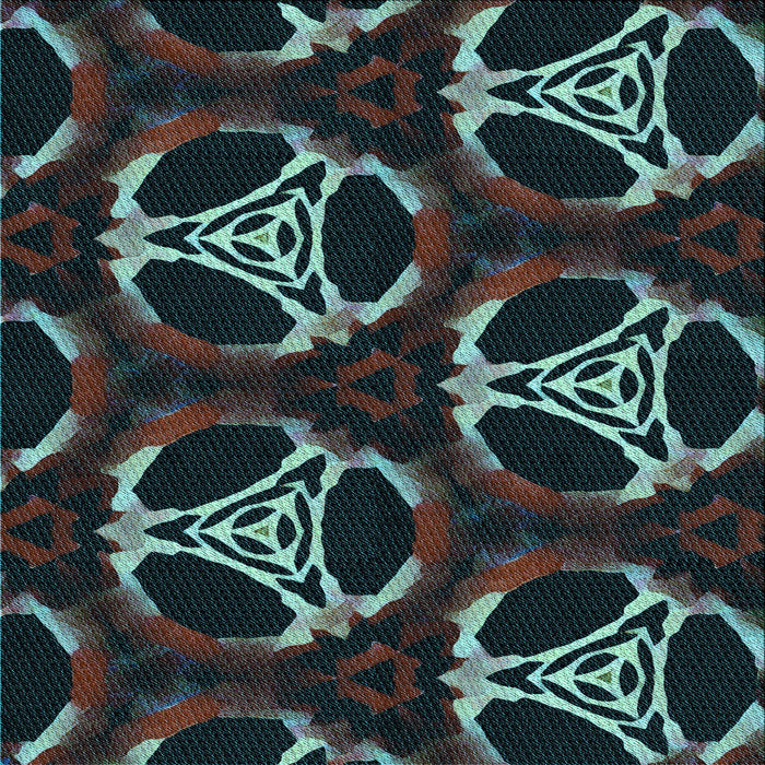 Round Patterned Aquamarine Stone Green Rug, pat1526lblu