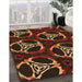 Patterned Red Rug in Family Room, pat1526org